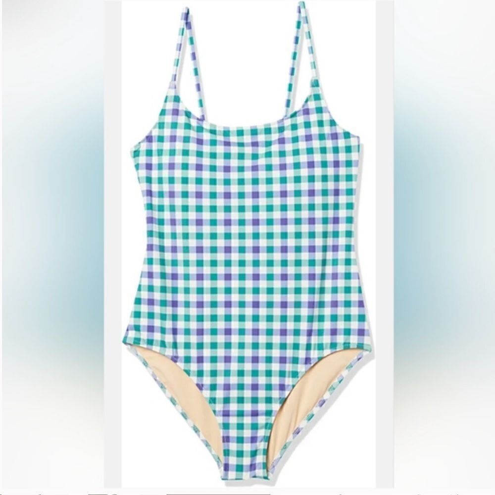 Amazon Essentials Bluegreen Gingham One Piece Bat… - image 3